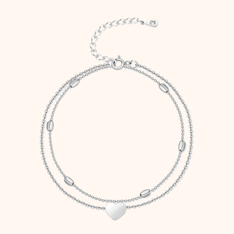 Stylish Heart Anklet - Fiora-Silver-State of Style