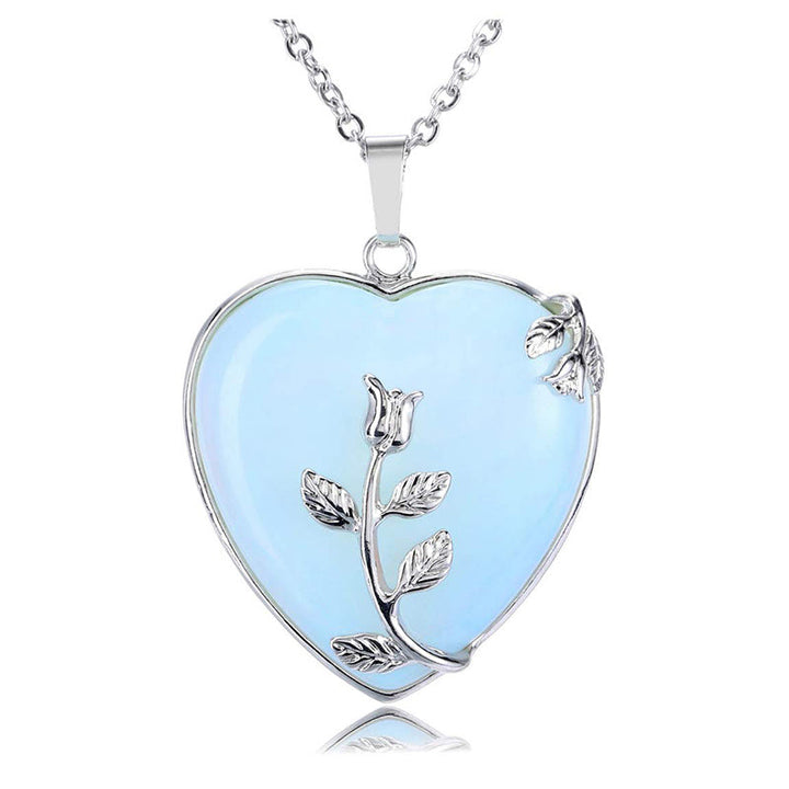 Stylish Heart-Shaped Rose Quartz Necklace - Amara-Opal-State of Style