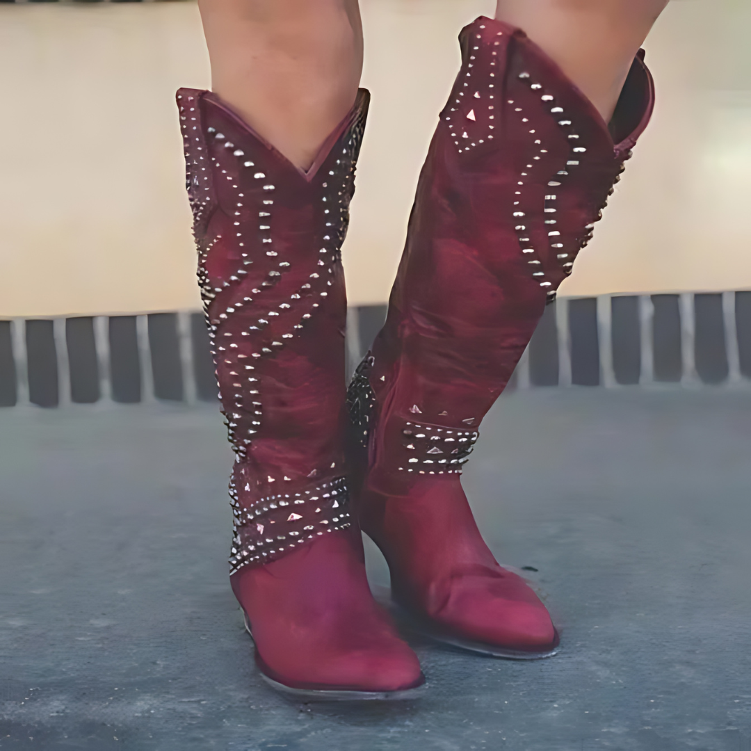 Stylish High Ladies' Boots - Elena-Bordeaux Red-2.5-State of Style