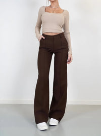 Stylish High-Waisted Pants - Luna-Brown-S-State of Style