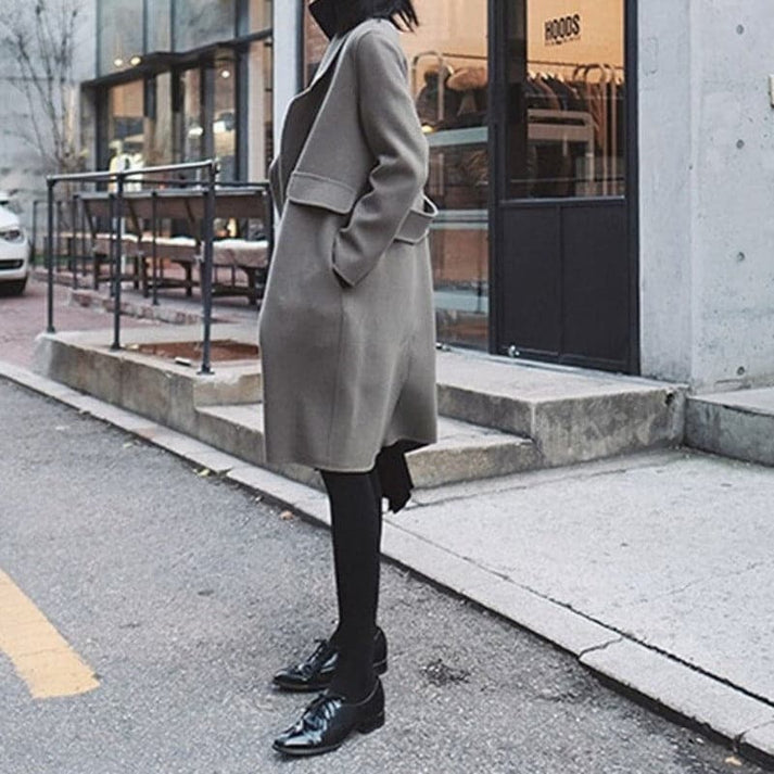 Stylish Knee-Length Winter Coat - Elowen-Grey-XS-State of Style