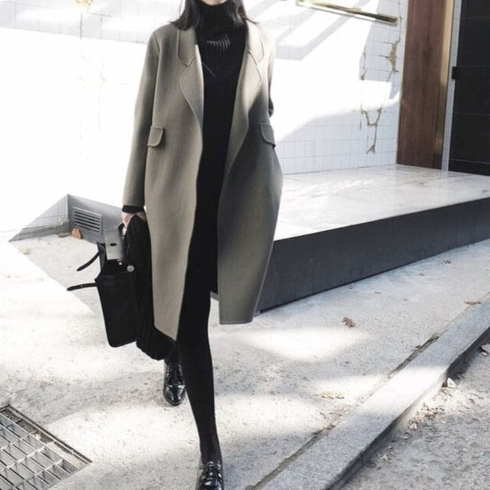 Stylish Knee-Length Winter Coat - Elowen-Grey-XS-State of Style