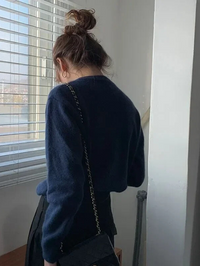 Stylish Knitted Cardigan with O-Neck – Sophie-Navy Blue-S-State of Style