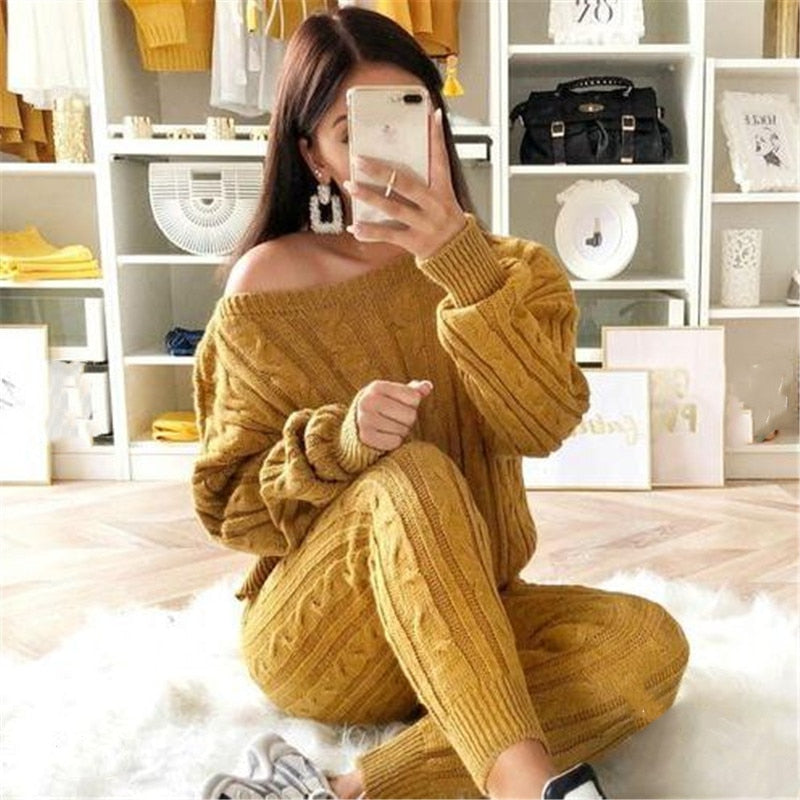 Stylish Knitted Ensemble | Perfect for Cold Days-Yellow-S-State of Style