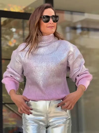 Stylish Knitted Women's Sweater with Gradient - Camille-Purple-S-State of Style