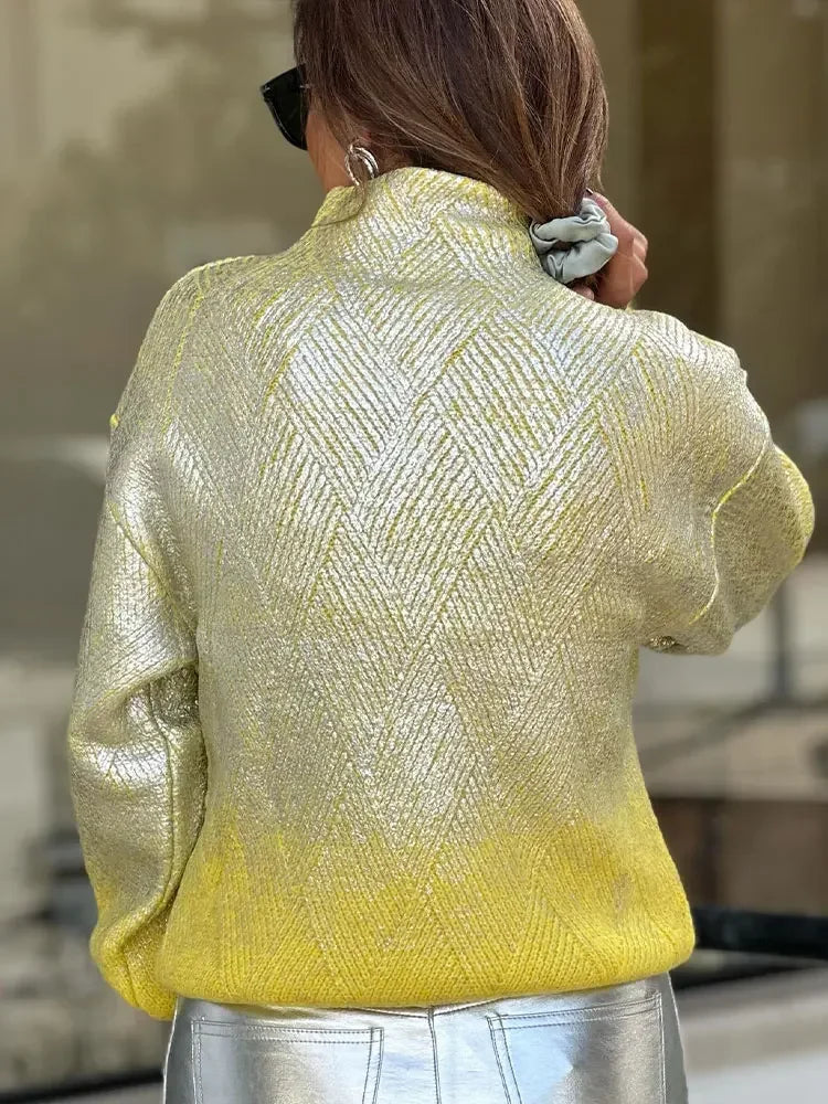 Stylish Knitted Women's Sweater with Gradient - Camille-Purple-S-State of Style