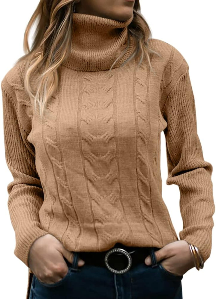 Stylish Knitted Women's Turtleneck - Denise-Apricot-S-State of Style