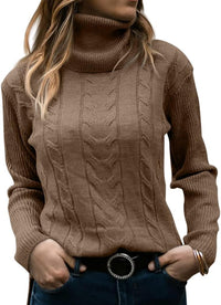 Stylish Knitted Women's Turtleneck - Denise-Brown-S-State of Style