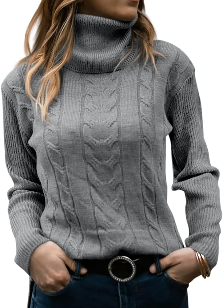 Stylish Knitted Women's Turtleneck - Denise-Grey-S-State of Style