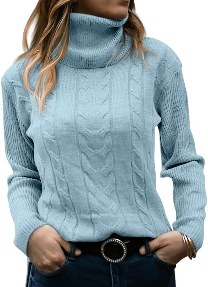Stylish Knitted Women's Turtleneck - Denise-Light blue-S-State of Style