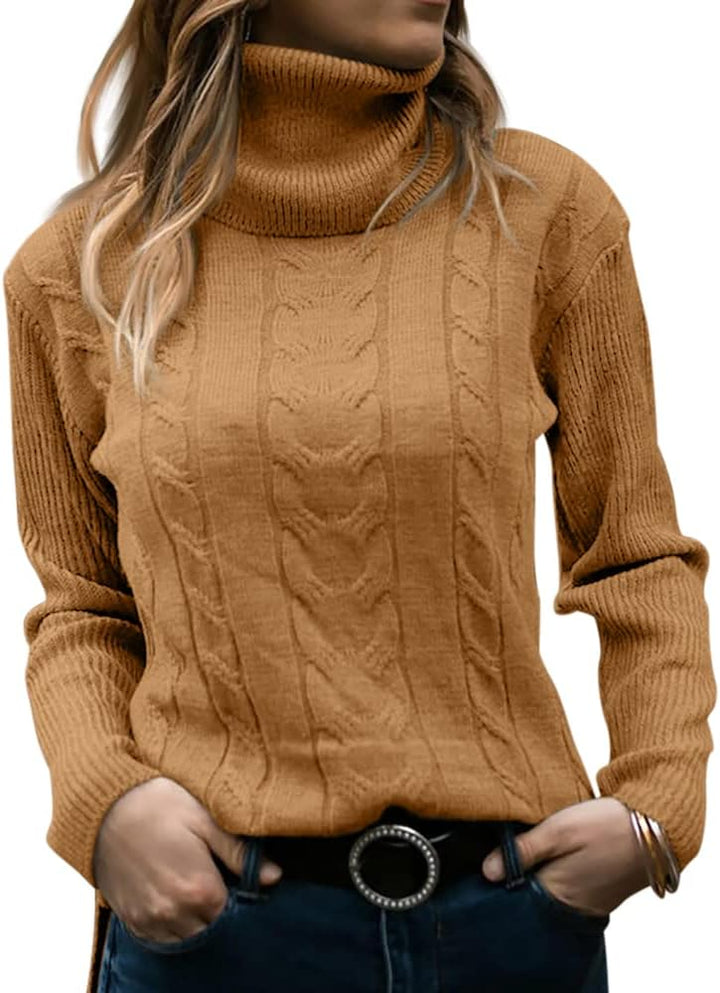Stylish Knitted Women's Turtleneck - Denise-Light brown-S-State of Style