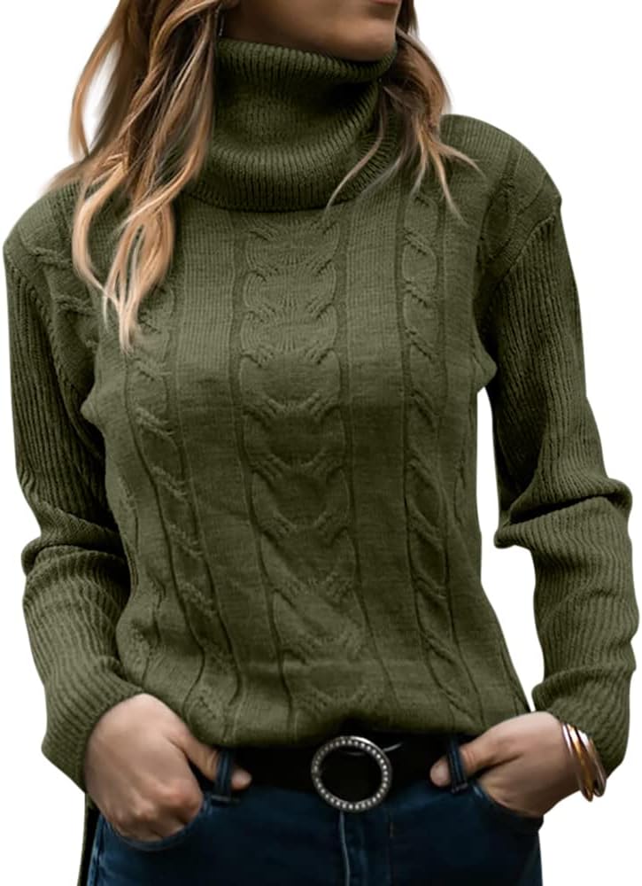 Stylish Knitted Women's Turtleneck - Denise-Olive green-S-State of Style