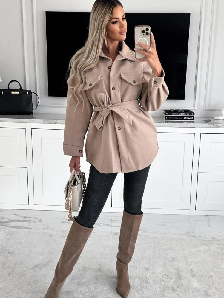 Stylish Ladies Blazer - Elina-Khaki-S-State of Style