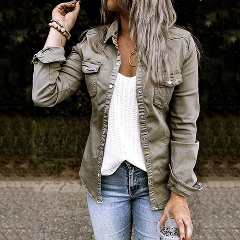 Stylish ladies' denim jacket - Elisa-Gray-S-State of Style