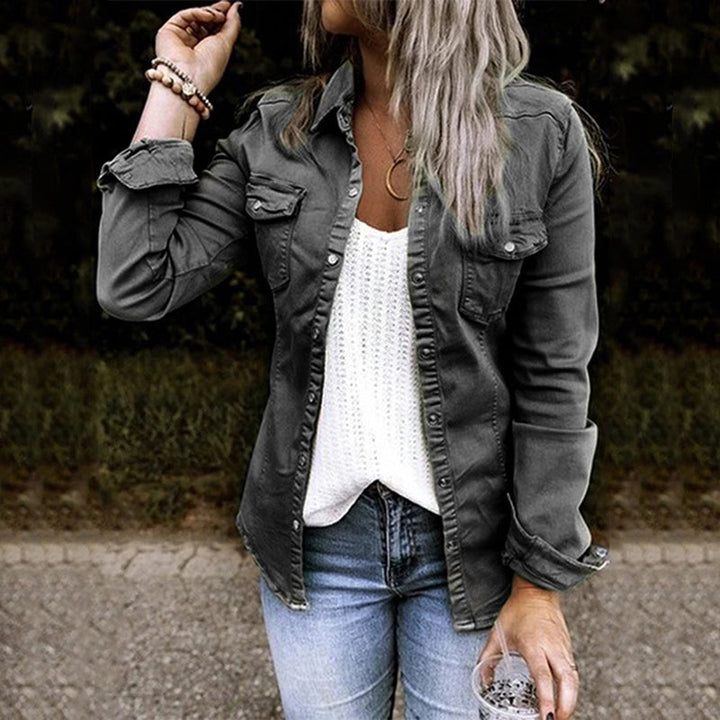 Stylish ladies' denim jacket - Elisa-Gray-S-State of Style