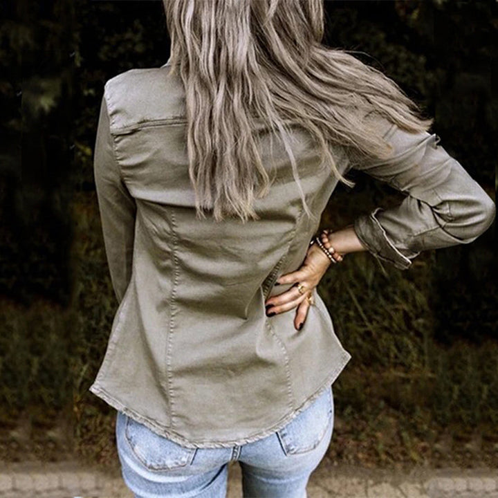 Stylish ladies' denim jacket - Elisa-Gray-S-State of Style