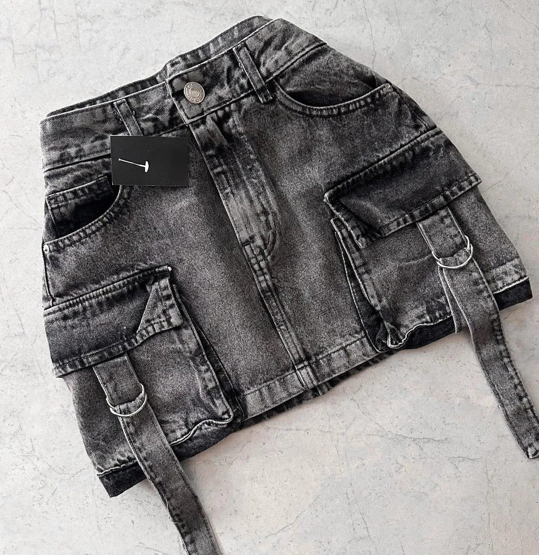 Stylish Ladies' Denim Skirt - Celeste-Black-S-State of Style