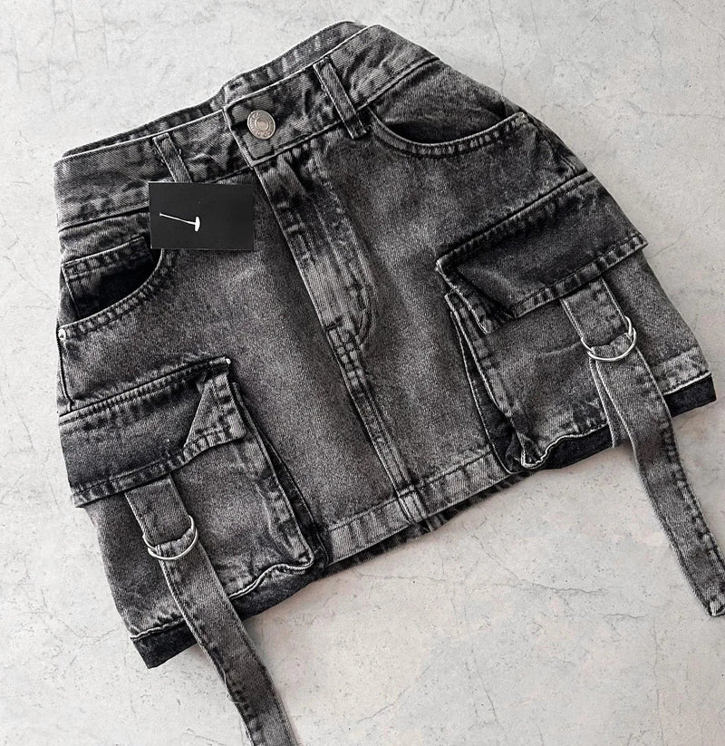 Stylish Ladies' Denim Skirt - Celeste-Black-S-State of Style