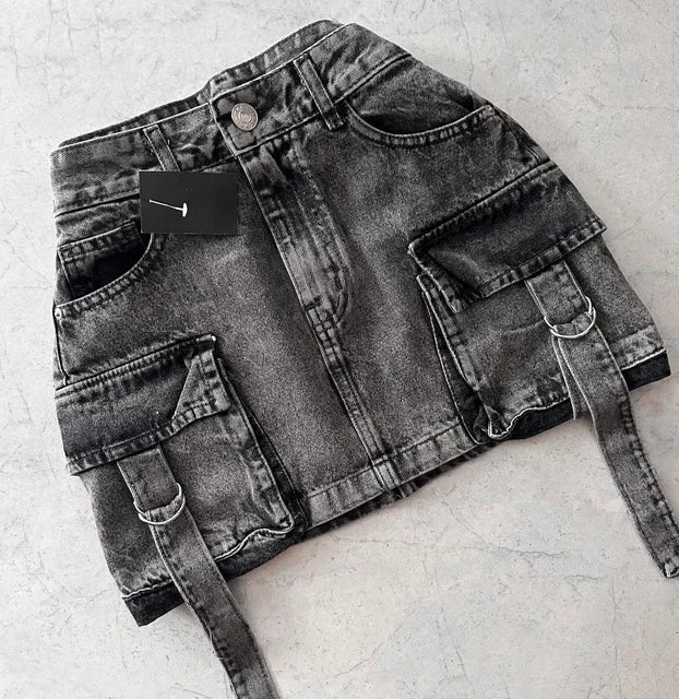 Stylish Ladies' Denim Skirt - Celeste-Black-S-State of Style