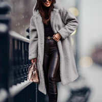 Stylish Ladies Faux Fur Coat with Hood - Vivienne-Grey-S-State of Style