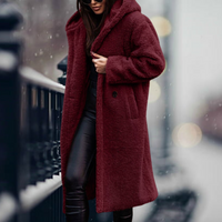 Stylish Ladies Faux Fur Coat with Hood - Vivienne-Red Wine-S-State of Style