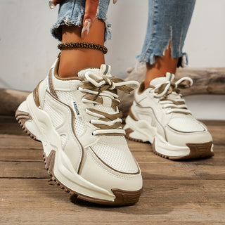 Stylish Ladies Sneakers with High Sole – Romi-Beige-4.5-State of Style