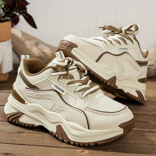 Stylish Ladies Sneakers with High Sole – Romi-Beige-4.5-State of Style