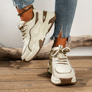 Stylish Ladies Sneakers with High Sole – Romi-Beige-4.5-State of Style