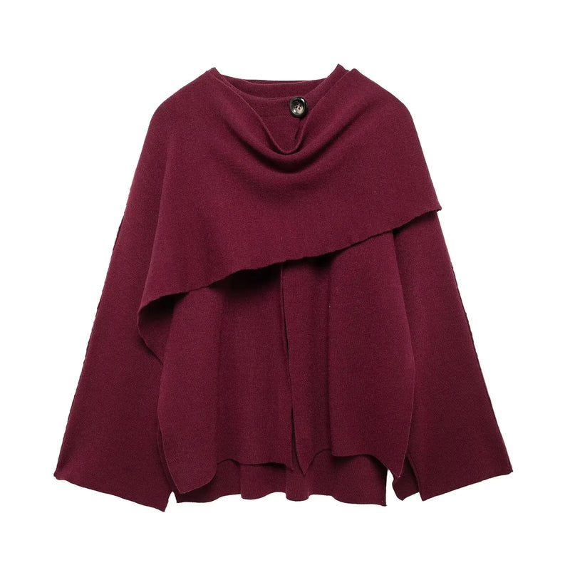 Stylish Ladies Winter Poncho - Ella-Dark Blue-S-State of Style