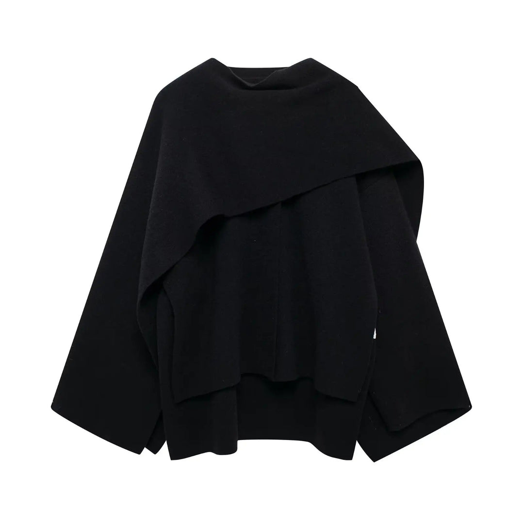 Stylish Ladies Winter Poncho - Ella-Dark Blue-S-State of Style