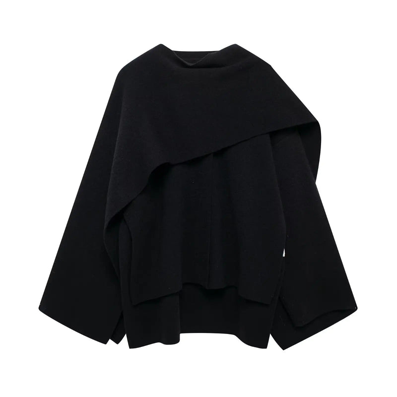 Stylish Ladies Winter Poncho - Ella-Dark Blue-S-State of Style