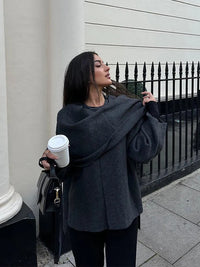 Stylish Ladies Winter Poncho - Ella-Dark Blue-S-State of Style