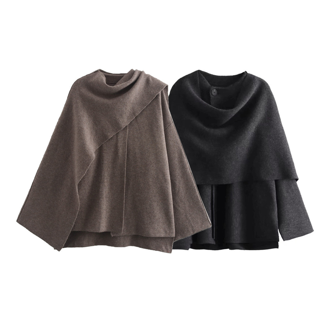 Stylish Ladies Winter Poncho - Ella-Dark Blue-S-State of Style
