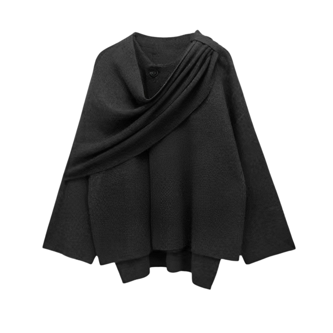 Stylish Ladies Winter Poncho - Ella-Dark Blue-S-State of Style