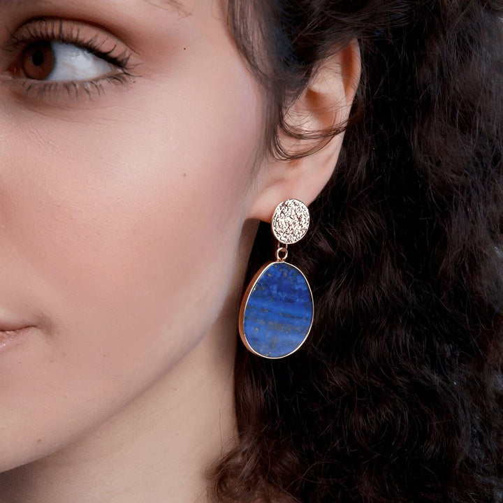 Stylish Lapis and Tiger's Eye Earrings - Althea-Lapis Lazuli-State of Style
