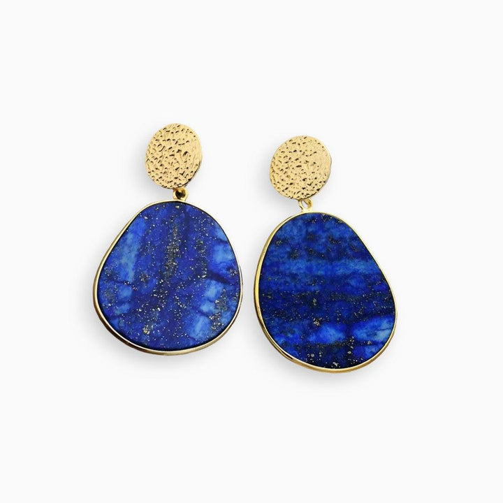 Stylish Lapis and Tiger's Eye Earrings - Althea-Lapis Lazuli-State of Style