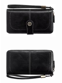 Stylish Large-Capacity Wrist Wallet-Black-12 Card Slots-State of Style