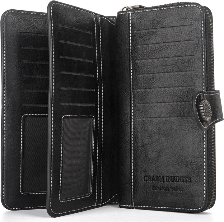 Stylish Large-Capacity Wrist Wallet-Black-12 Card Slots-State of Style