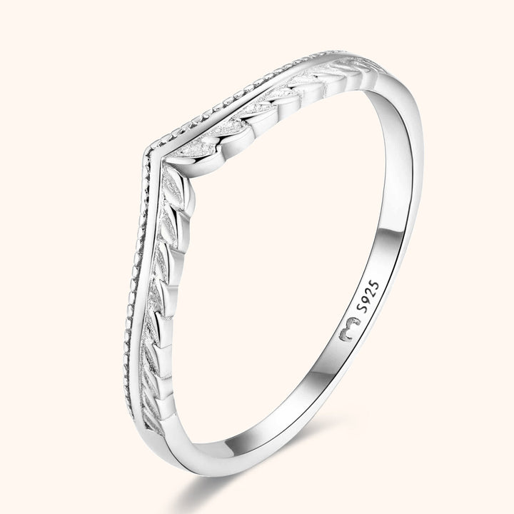 Stylish Leaf Pattern Ring - Vera-Silver-5-State of Style