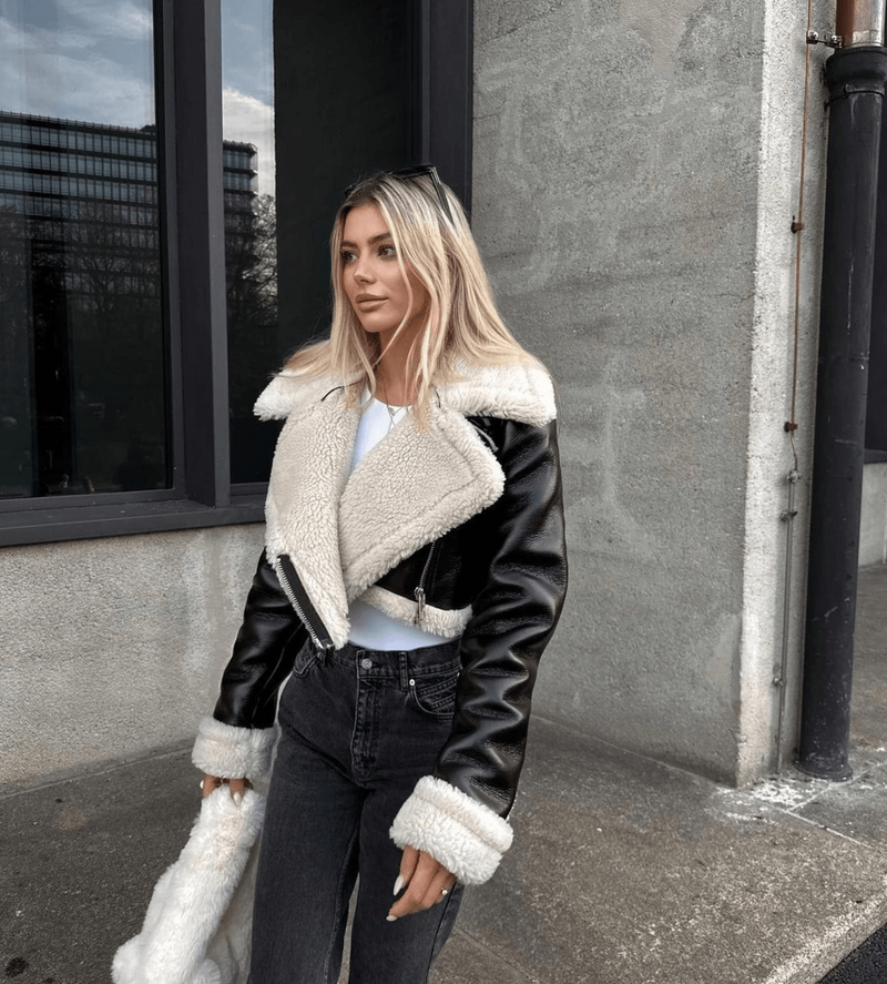 Stylish Leather Jacket with Fur Trim for Cold Days - Sofia-XS-State of Style