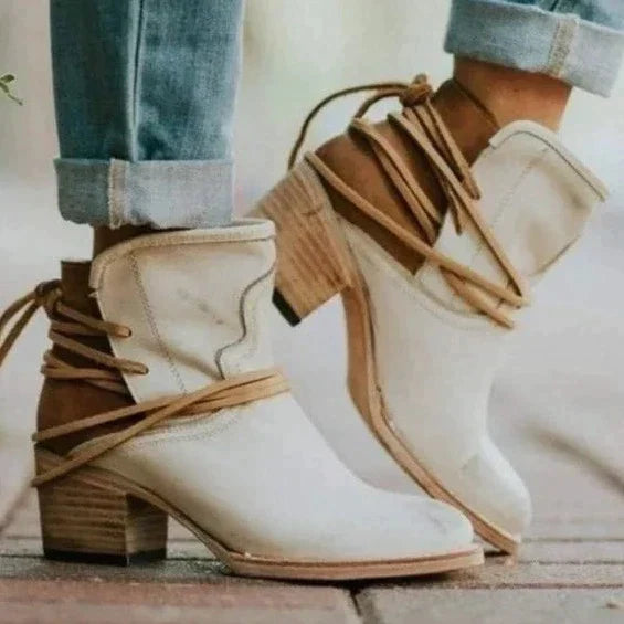 Stylish Leather Ladies' Boots - Celeste-Beige-3-State of Style