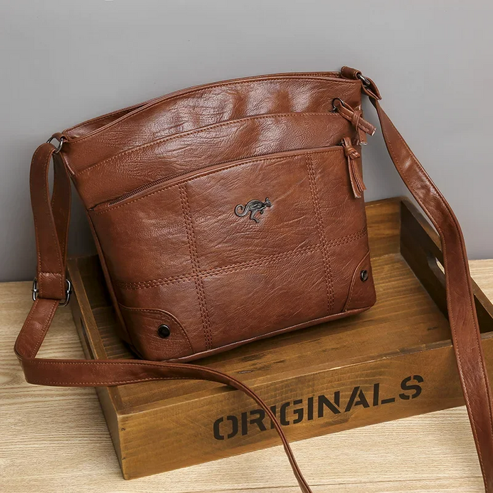 Stylish Leather Ladies Shoulder Bag - Sabrina-Brown-State of Style