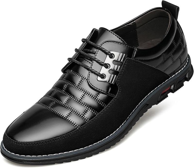 Stylish Leather Men's Shoes - James-Solid Black-6.5-State of Style