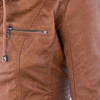 Stylish Leather Summer Jacket for Ladies - Elara-Khaki-S-State of Style