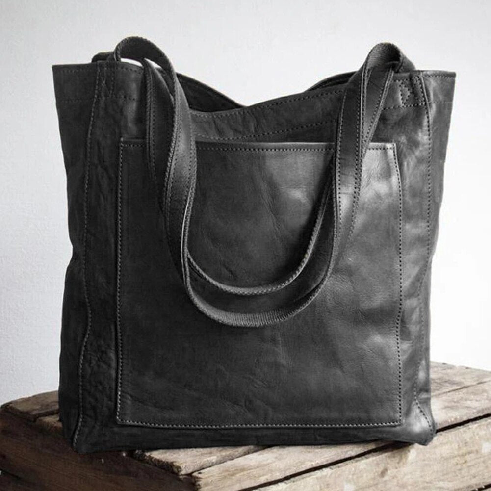 Stylish Leather Women's Shoulder Bag - Elisa-Black-State of Style