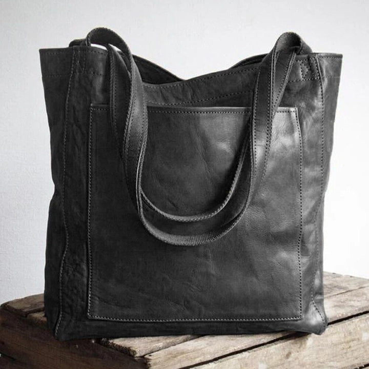 Stylish Leather Women's Shoulder Bag - Elisa-Black-State of Style