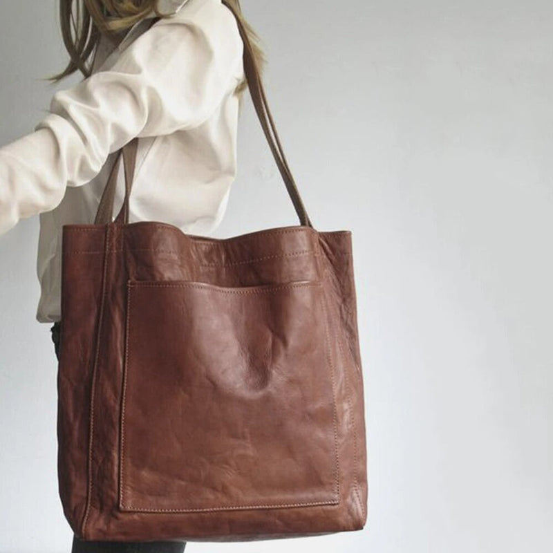 Stylish Leather Women's Shoulder Bag - Elisa-Light Brown-State of Style