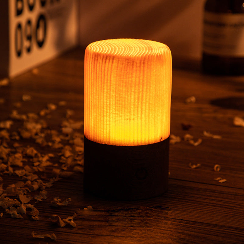 Stylish LED Table Lamp - WoodGlow-Cylinder-6 x 7.5 cm-State of Style