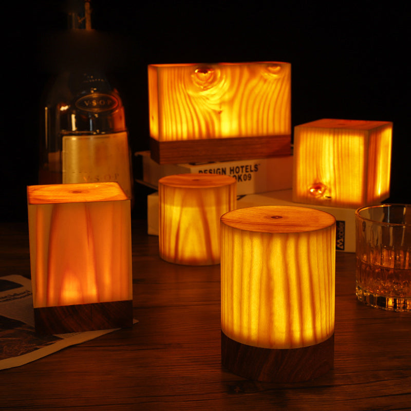 Stylish LED Table Lamp - WoodGlow-Cylinder-6 x 8 cm-State of Style
