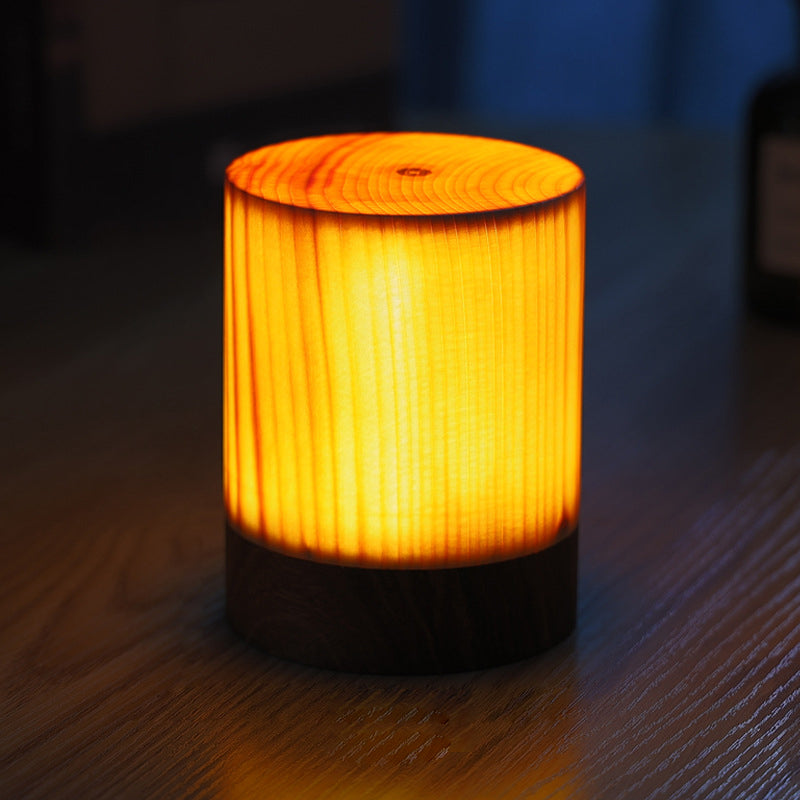 Stylish LED Table Lamp - WoodGlow-Cylinder-8 x 12 cm-State of Style